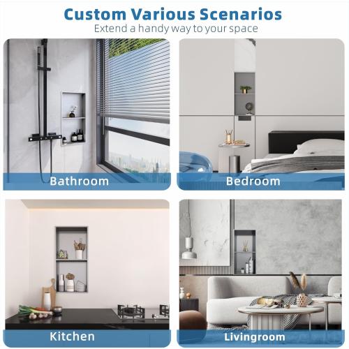 12x24 Bathroom Shower Niche Shelf: Double Layer Stainless Steel No Tile Needed - Recessed Wall Niches Box for House Decoration - Brushed Nickel