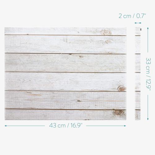 Navaris Magnetic Dry Erase Board - 13 x 17 inches Decorative White Board for Wall with Design, Includes 5 Magnets and Marker - Wooden Planks