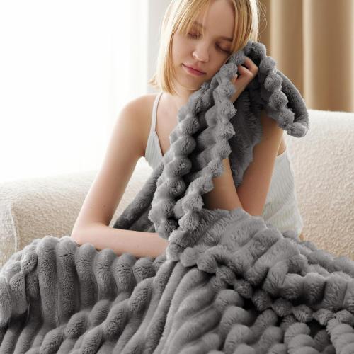 Bedsure GentleSoft Frost Gray Fleece Blanket for Couch - Cozy Soft Blankets for Women, Cute Small Throws for Girls, 50x70 Inches
