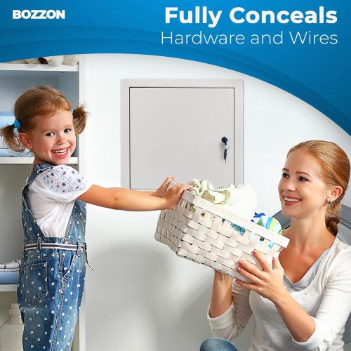 BOZZON Access Panel for Drywall 24 x 24 inch – Metal Door with Key Lock, 18 GA Steel Frame, Wall Hole Cover, Plumbing Access Door, White