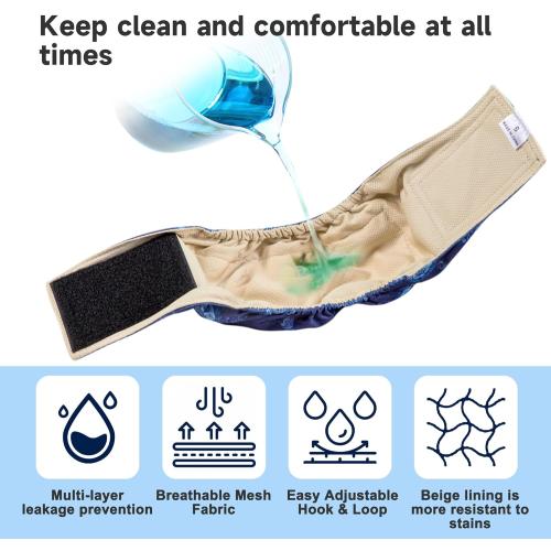 Male Dogs Diapers Belly Bands(4Pack), Washable Reusable Male Boy Doggy Wraps Panties for Doggie Puppy Pooping Potty Training Incontinence Marking Pañal para Perro X-Large