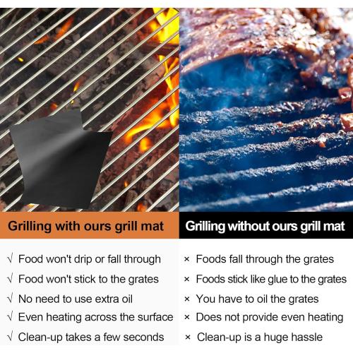 UBeesize Grill Mats for Outdoor Grill Set of 6 - Heavy Duty Non-Stick BBQ Grilling Mat & Oven Liner, Reusable, Easy to Clean - Works on Oven, Gas, Charcoal, and Electric BBQ - 15.75 x 13 Inch
