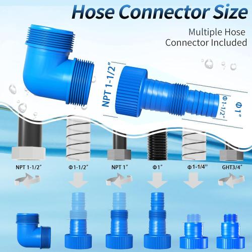 FOTING 1.5HP Sump Pump, 6300GPH High Flow Clean&Dirty Submersible Water Pump with Float Switch, Thermoplastic Electric Portable Utility Pump for Pool Draining Hot Tub Garden Basement