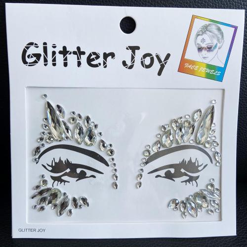 Festival Face Jewels Tattoo - Face Gems Stickers, Temporary Body Gem Sticker Tattoos for Festival, 6-Pack, Clear