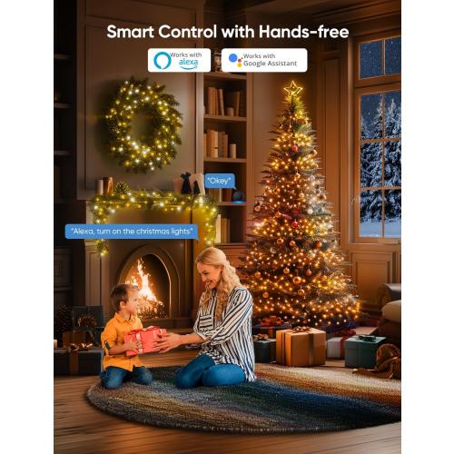 APPECK Christmas String Lights,134 FT 400 LED Outdoor String Lights, 111 Scene Modes Smart RGBW Color Changing Fairy Lights with App Controlled, Decorations String Light for Indoor, Outdoor Tree Decor