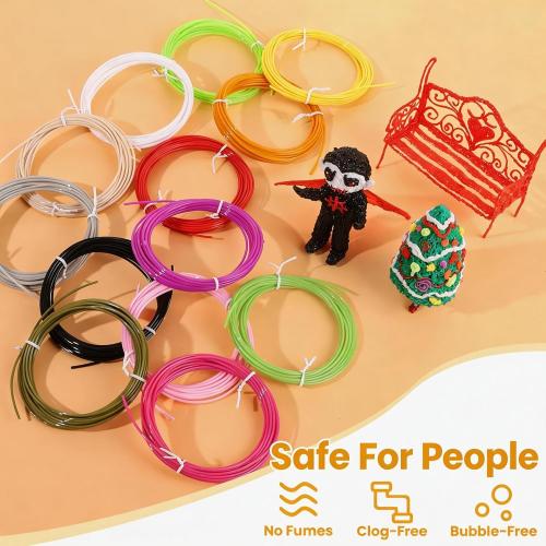 1.75mm 3D Pen Filament Refill, 20 Color PLA Filament (328 Ft) with 16.4 Ft per Color, for 3D Printing Pens, DIY Arts & Crafts Projects