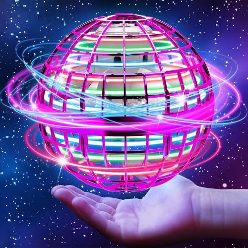 Flying Orb Ball Toy, 2024 Hand Controlled Boomerang Hover Ball Toys, Fidget Flying Spinner with Magic Lights, Mini Drone Cool Stuff Gadgets Gifts Toys for Age 6 7 8 9 10  Boys Girls Teens Toys(Purple)