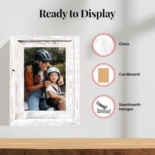 Farmhouse Style Rustic Picture Frame - Reclaimed Wood Photo Frame – Signature Wall Picture Frames for Living Room, Bedroom, Office Display - Wooden Frames for Décor Made in USA White Wash 11 x 14