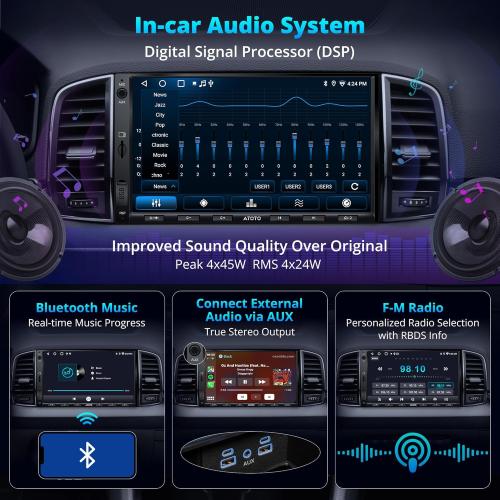 A5L Android Radio 7 Double Din Car Stereo with Backup Camera&DVR Dash Cam, Wireless CarPlay and Android Auto, WiFi/Bluetooth/USB Tethering, DSP/FM/AM/SWC, 2G 32G Touchscreen Car Radio