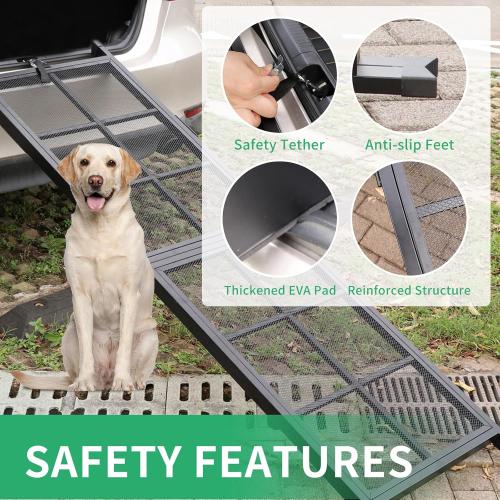 Dog Ramp for Car, 74 X 20 Dog Car Ramp for Large Dogs SUV Truck, Outdoor Folding Portable Large Pets (Up to 250LBS) Car Steps for Truck SUV Van Stairs with Non-Slip Surface, 250lb Capacity