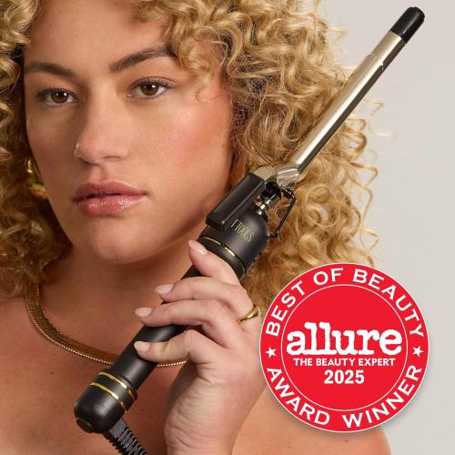HOT TOOLS 24K Gold Professional 3/4 Extended Barrel Curling Iron with Clamp for Defined Curls - 24K Gold Technology for Long-Lasting Results & Longer Barrel for Easy Styling