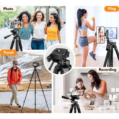 JOILCAN Phone Tripod Stand - 67 Aluminum Extendable Tripod with Remote, Portable Tripods for iPhone Photos Selfie & Video, Compatible with iPhone DSLR Camera Projector