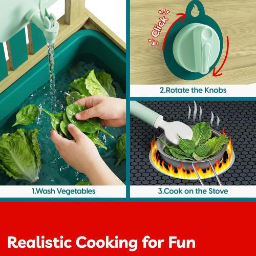 TOP BRIGHT 4 In 1 Mud Kitchen for Kids, Wooden Outdoor Playhouse for Water & Sand Play, Cooking & Gardening Playset with Accessories, Sensory Table Set, Backyard Pretend Play Toy for Boys Girls Ages 3