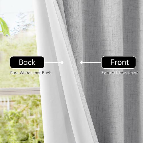 ChrisDowa 100% Blackout Curtains for Bedroom Linen Drapes 72 Inch Curtain