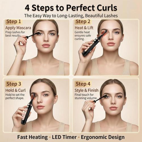 2026 Heated Eyelash Curler-USB Rechargeable Electric Eyelash Curler- Eyelash Curlers Heated 4 Temperature Modes Fast Heat Up Within 3s - 24 Hours Long Lasting- with Led Display for Women Girls(Black)