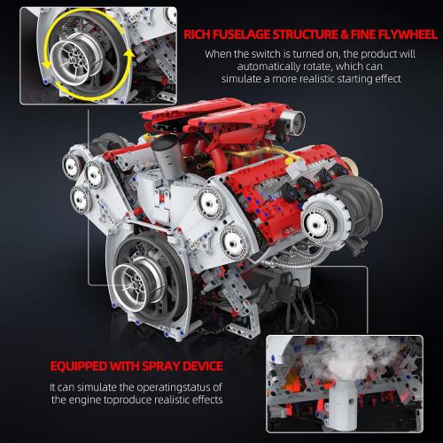V8 Engine Building Kit that Works for Adults,3168PCS