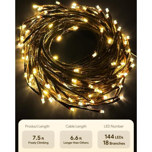 Enchanted Willow Vine Lights with Remote, Christmas Swags Decorations Indoor Room Decor, 18 Branches 144 LEDs Lighted Willow Vine Lights for Walls Bedroom Home Decor
