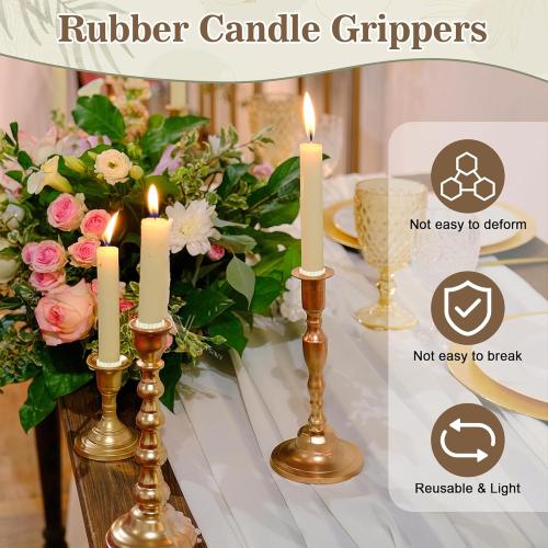 20PCS Rubber Candle Grippers, Grips Inserts for Taper Candles Holder Rubber Rings for Upright