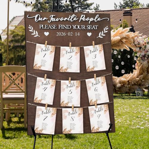 OurWarm Seating Chart for Wedding Reception Display, 23.6x15.7 Inch Rustic Wooden Wedding Seating Chart Board, Find Your Seat Wedding Signs for Reception Decor, Fits Display 4x6 Inch Cards