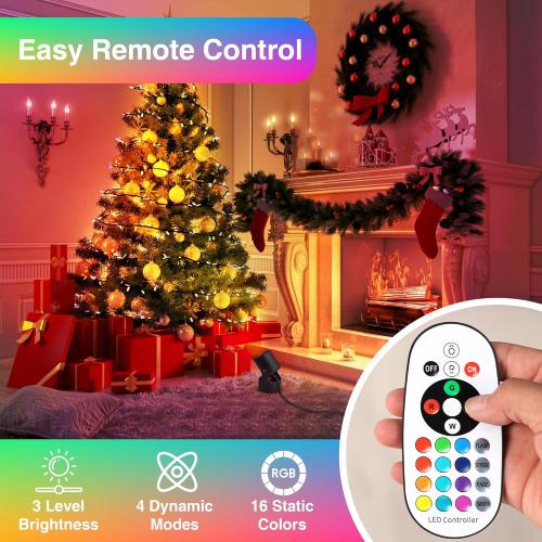 Black 4 Pack 6W RGBW Up Lights Indoor Christmas Spotlight Indoor LED Color Changing Uplighting Indoor with Remote 120V Spot Lights Indoor Plug in Floor Spotlight Indoor for Plant Picture Party, 4 Pack