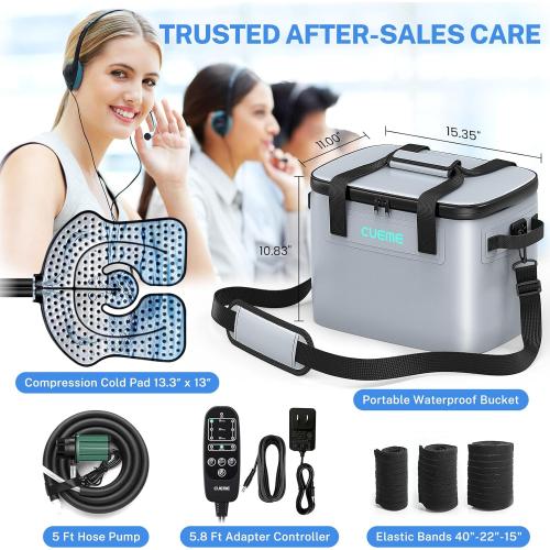 CUEME Ice Machine for Knee After Surgery, Programmable Timer Cold Therapy Machine, Knee Replacement Recovery System, Cryotherapy Pain Relief Pad for Shoulder, Hip, Ankle & Foot