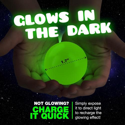 Glorbs Sticky Stress Balls - Fidget Toys Pack of 7 - Glow in The Dark Stress Ball - Sticks to Ceiling and Wall - Stress Relief Gifts, Party Favors, Squishy Toys, Anxiety Relief Stress Balls for Adults