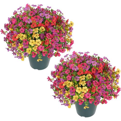 ONLY YELLOW ❗❗Velener Artificial Flowers for Outdoors- 20” Potted Plant Fake Silk Daisy Bush-UV Resistant Artificial Outdoor Plant for Front Porch, Garden, Yard, Patio Decor(Mixed Colors)