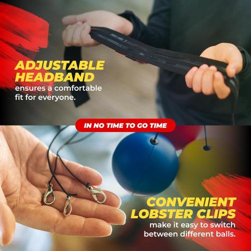Boxing Reflex Ball for Adults and Kids - React Reflex Balls on String with Headband, Carry Bag and Hand Wraps - Improve Hand Eye Coordination, Punching Speed, Fight Reaction