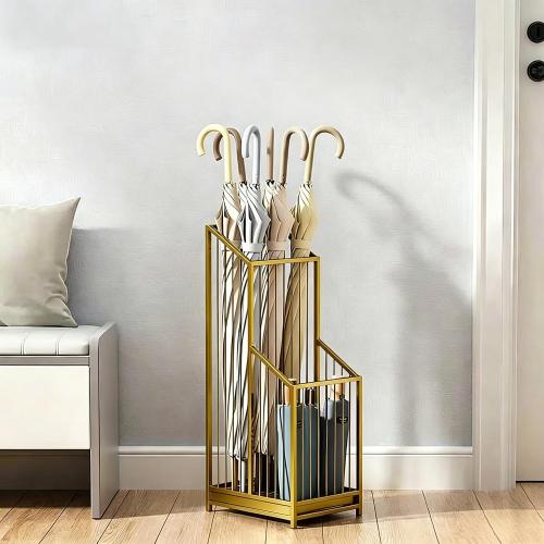 Elegant Metal Umbrella Storage Stand Rack Waterproof Entryway with Decorative, Durable Home & Hotel Entryway, Modern Home Decor, Office Entrance Stylish (Yellow)