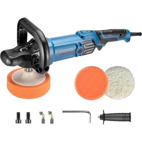 DongCheng Buffer Polisher, 1250W Car Buffer with 600-3500 RPM. 7 Inch Mini Polisher with 8 Variable Speed, Detachable D-shape Handle, Car Buffer Waxer for Car/Boats Detailing and Waxing
