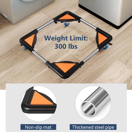 SPACECARE Mini Fridge Stand Furniture Dolly Mobile Roller with 4 Locking Wheels-Base Adjustable Refrigerator Washing Machine Stand Moving Cart- Appliance Dolly Cart Roller Pedestal -Black