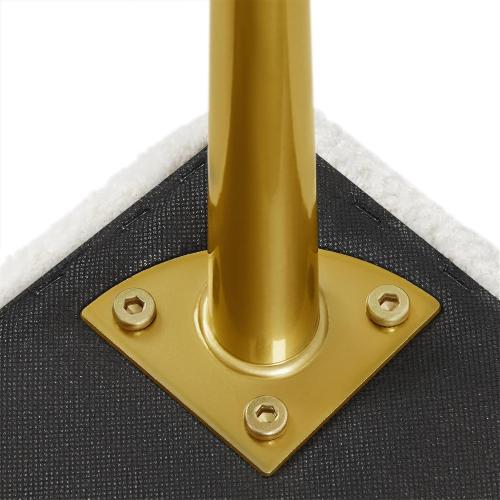 Yaheetech Modern Ottoman Bench Boucle Bench Upholstered Footrest for Living Room with Gold Metal Legs and Padded Seat Ivory