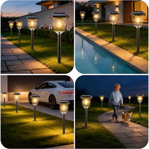 16Pack Solar Pathway Lights Outdoor, Warm White LED Waterproof Solar Lights