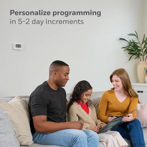 New! Honeywell Home Programmable Thermostat, Single-Stage, 1 Heat/1 Cool Compatibility, 5-2 Day Schedule, X2P, White, RTH20B