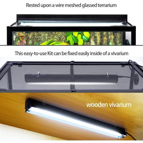 REPTI ZOO 39W Reptile T5 HO UVB Lighting Combo Kit, 34 Light Fixture Reptile Terrarium Hood, with Detachable Curved Reflector and 5.0 UVB T5 Lamp Bulb, ETL certificated
