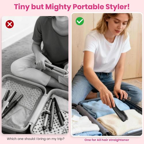 Wireless Straightener Comb with Spray Mist - 3 in 1 Straightening Brush, 3 Temp Settings, 3000mAh Rechargeable, 50 Min Runtime, for All Hair Types