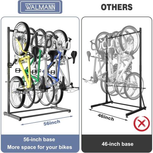 WALMANN Freestanding Bike Stand for Garage, 5 Bikes Vertical Bike Storage Stand Heavy Duty Bike Floor Stand