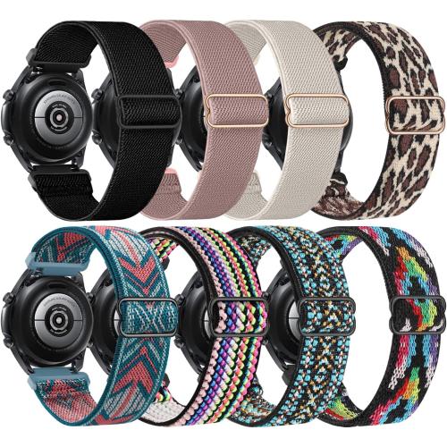 8 Pack 22mm Watch Bands Compatible with Samsung Galaxy Watch 3 Band 45mm/Galaxy Watch 46mm Bands/Samsung Gear S3 Frontier/Classic/Ticwatch Pro 3,Soft Elastic Nylon Bands for Men Women