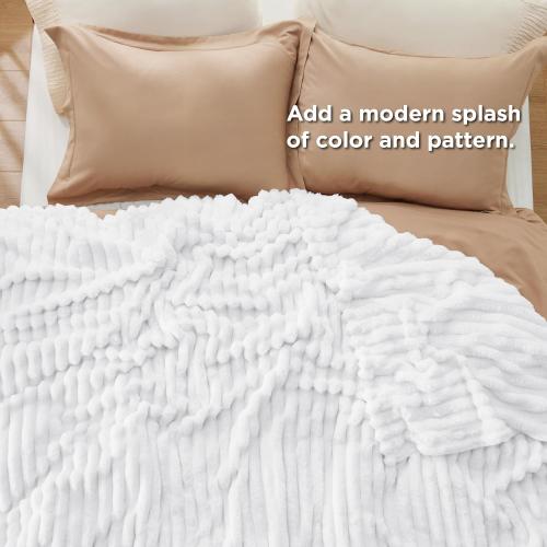 Bedelite GentleSoft  Blanket for Couch - Cozy Soft Blankets for Women, Cute Small Fleece Throws for Girls, White, 88in x 88in