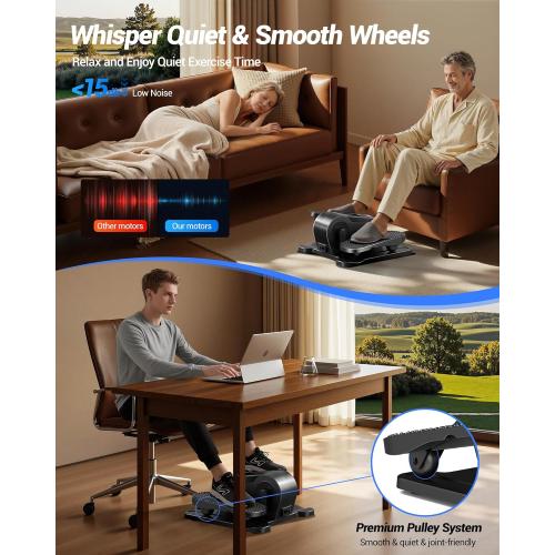 Under Desk Elliptical Machine, Electric Seated Pedal Exerciser, Quiet Leg Exerciser While Sitting for Seniors, Mini Portable Leg Exercise Machine with Remote, Adjustable 12-Speeds, Manual & Auto Mode