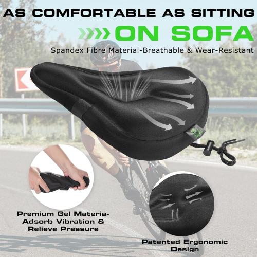 Zacro Bike Seat Cushion - Gel Padded Bike Seat Cover for Men Women Comfort, Extra Soft Exercise Bicycle Seat Compatible with Peloton, Outdoor & Indoor Bike Saddles
