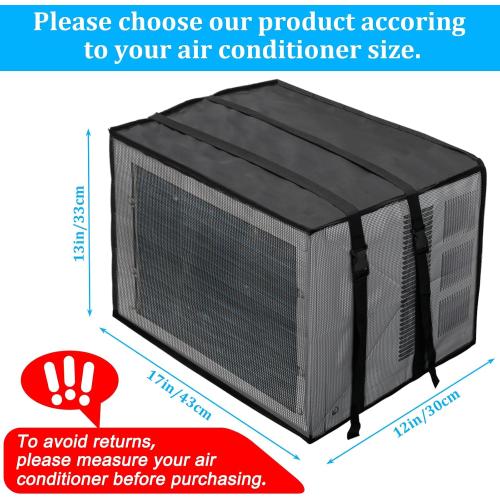 Luxiv Newest Design Mesh Window Air Conditioner Cover Outdoor, Support Window AC Unit Work Use for Outside Window AC Insulation Black Dust-Proof Waterproof Cover (Black, 17Wx12Dx13H)
