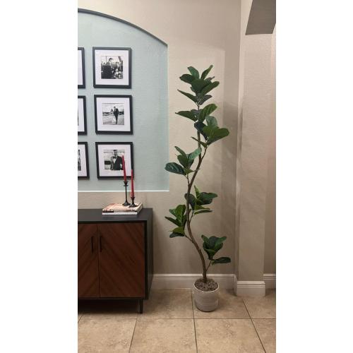 GarveeHome Artificial Fiddle Leaf Fig Tree - 6 ft Fake Plant with Black Nursery Planter, Large Fake Tree for Home or Office Decor - Artificial Plants Indoor Outdoor, Housewarming Gift
