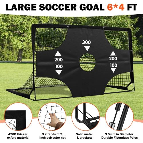 Portable Pop Up Soccer Goal - 6x4ft Backyard Training Equipment with Soccer Ball, Scoring Target Cloth, and Conesl,Fencing Training Equipment，Baseball & Softball Protective Screens