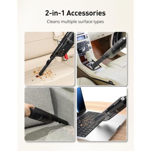 Aspiron Cordless Handheld Vacuum, 24KPA Powerful Car Vacuum, 2-Speed, 2 Charging Methods, Wireless Charger, Ergonomic Handle, Portable Rechargeable Vacuum Cleaner for Car, Home, Black Grey