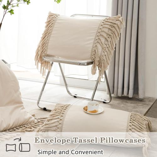Comforter Queen Size Set Beige, 3 Pieces Tassel Boho Lightweight Winter Bedding Comforters & Sets, All Season Bed Set (90x90In Comforter & 2 Pillowcases)