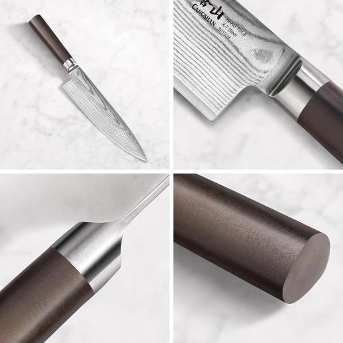 Cangshan SOBU Series 503817 X-7 Damascus Steel 6-Piece Magnetic Block Set