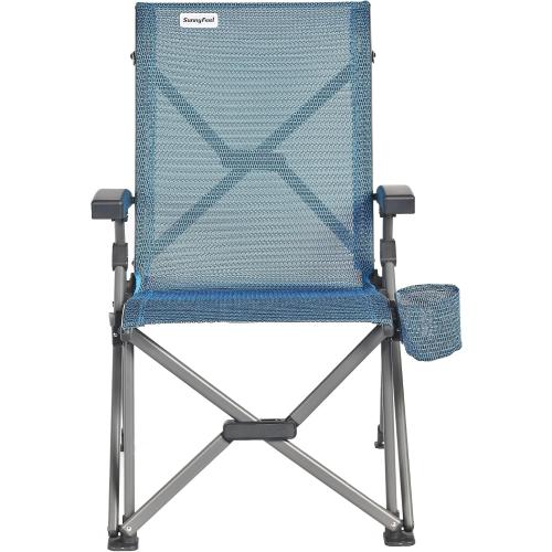 SUNNYFEEL Folding Camping Chair Heavy Duty Ergonomic Chairs Support 500lbs with Adjustable Breathable High Back Support and Cup Holder, Aluminum Frame for Fishing, Camp, Beach, Lawn, RV, Patio
