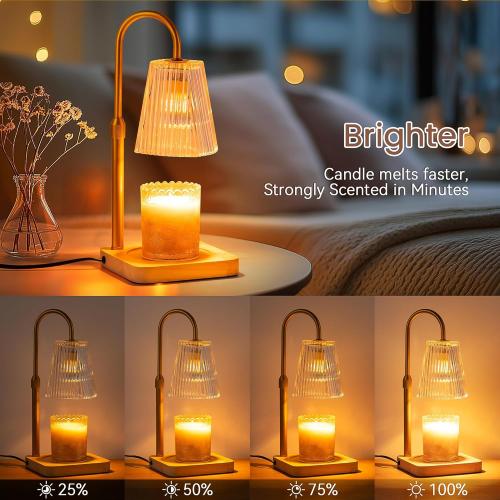Candle Warmer Lamp Timer Adjustable - Height Wax Melt Electric Light Warming Dimmable Top Melter Heater for Melting Heating Small Jar Candles Gifts Women Mom Birthday Home Desk Decor with 2 Bulbs
