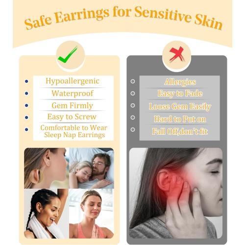 LOLIAS Hypoallergenic Flat Back Earrings for Women-Surgical Steel Earrings for Sensitive Ears 20G Stainless Steel Earring Stacks Small Flatback Stud Hoop Cartilage Earring